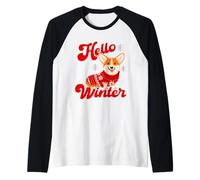 Winter Corgi In Cozy Sweater Camiseta Manga Raglan