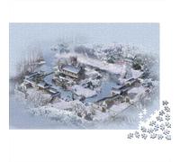 Winter Cottage 1000 Piece Puzzles Reciclado Snowy Landscape Puzzle for Elderly Puzzle Juego Accesorios for Familia and Friends Cumpleañoss Great Regalo 52x38cm/1000pcs