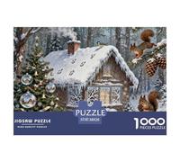 Winter Cottage Puzzle De Madera Impermeable Puzzles De 1000 Piezas para Adultos Desafiante Y Estimulante Rompecabezas para Juegos Desafiantes