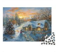 Winter Cottage Puzzle for Adultoos 1000Piezas Reciclable Papel Snowy Landscape Puzzles Educativo Juego Challenge Ideal for Familia and Friends Regalos 38x26cm/1000pcs