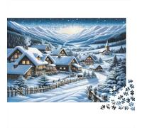 Winter Countryside 1000 Pieza Puzzle Reciclable A Calm Pueblo Puzzles para Personas Mayores Tiempo de Juego Familiar Props Relieve Senile Dementia Great Regalo 38x26cm/1000pcs