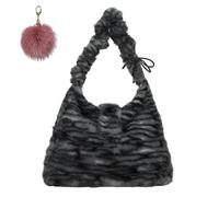 Winter Cute Plush Leopard Shoulder Bag,Vintage Faux Fur Print Tote Bag,Casual Trendy Animal Print Handbag for Women