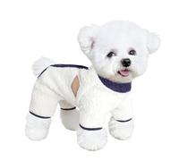 Winter Dog Fuzzy Velvet Pajamas, Jumpsuit Coat with Back Zipper for Small Medium Dogs Warm | Soft Easy on/Off (White, S)