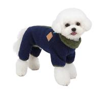 Winter Dog Fuzzy Velvet Pajamas, Jumpsuit Coat with Back Zipper for Small Medium Dogs Warm | Soft Easy on/Off (Blue, XL)
