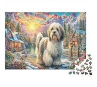 Winter Dog Scene Jigsaw for Adults Educational Shaggy Dog by Lake 1000 Piece Games for Home Decor 70x50cm/1000pcs