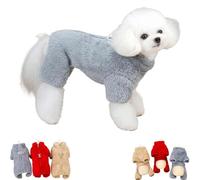 Winter Dogs Fuzzy Jumpsuit Coat with Back Zipper, Dog Jumpsuit Pajamas, Christmas Full Body Warm Dog Snowsuit, Machine Washable Pet Outfit (Gray,XX-Large)