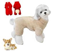 Winter Dogs Jumpsuit Coat with Back Zipper, Dog Full Body Winter Coat, Jacket Coats for Dogs, Pet Jumpsuit Double D-Ring and Zipper on Back, for Small Medium Dog Cats (Khaki,Large)