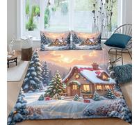 Winter fairy tale scene Funda Edredon 3 Piezas Compuesto Impresión 3D Cierre de Winter fairy tale escena Funda de Edredón Funda de Almohada a Juego Lavables Transpirable for niña Double（200x200cm）