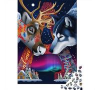 Winter Fantasy Deer Vs Wolf Rompecabezas Imposible,desafío for Adults Entretenimiento Creativo 1000 Piezas Obra De Arte De Juego De para Adultos, Regalos A Partir De 14 Años 70x50cm/1000pcs