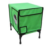 Winter Feral Cat Shelter - Elevated Outdoor Cat House, Sturdy Metal Structure with Insulated Design Pet Sleeping Accessory with Protective Cover for Garden Balcony Barn Porch Yard