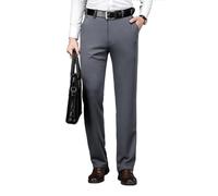 Winter Fleece Warm Pants Men Classic Business Work Office Elastic Waist Formal Suit Thick Trousers Plus Para Hombre(Grey,Size 38)
