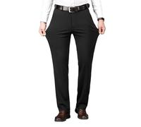 Winter Fleece Warm Pants Men Classic Business Work Office Elastic Waist Formal Suit Thick Trousers Plus Para Hombre(Black,Size 29)