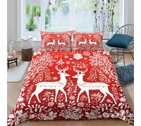 Winter Folk Art Style Funda de Edredón Microfibra 3 Piezas Impresión 3D Cierre de Winter Folk Arte Estilo Funda Edredon Fundas de Almohada Antibacteriana Lavables for jóvenes Single（140x200cm）