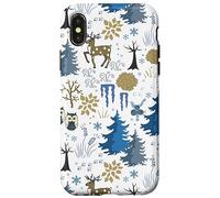 Winter Forest Christmas Holidays Snow Season Owl Reindeer Carcasa para iPhone X/XS
