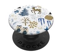 Winter Forest Christmas Holidays Snow Season Owl Reindeer PopSockets PopGrip Adhesivo