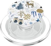 Winter Forest Christmas Holidays Snow Season Owl Reindeer PopSockets PopGrip para MagSafe
