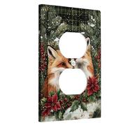 Winter Fox - Cubierta para interruptor de luz, cubiertas de toma, zorros rojos con detalles navideños para decoración de pared, placas de pared termoplásticas, salida dúplex individual de tamaño