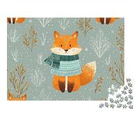 Winter Fox Illustration-4 Puzzle 1000 Piezas, Rompecabezas Para Adultos, Rompecabezas Imposable, Rompecabezas Juego De Habilidad Para Toda La Familia, Rompecabezas Para Adultos, Rompecabezas 38x26cm/1