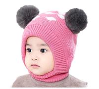Winter Girl Pompon Strick Crochet Baby Kinder Schal Junge Mütze warm Babypflege Halstücher Kinder, Hot Rosa-A, Talla única