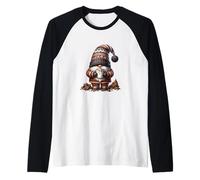 Winter GNOME In Knitted Sweater and Cute Hot Cocoa Mugs Camiseta Manga Raglan