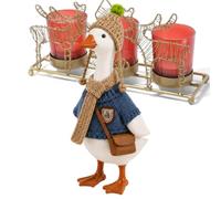 Winter Goose Outfit 7inch 4-piece - Fun Knitted Winter Hats Scarf Set Small | Small Goose Outfits for Patio Garden Back Yard Front Door | Lawn Home Outdoor Indoor Porch Beach Pool Lake House Winter Goose