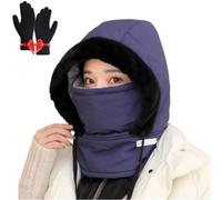 Winter Hats Balaclava Ski Mask,Plush-Lined Thickened Thermal Hat with Scarf,Windproof Fleece Warm Face Mask for Men Women (FR/ES, Letras, Talla única, Navy Blue)