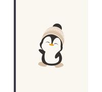 Winter Holiday Beige Bundled-Up Penguin Lined Composition Notebook | 7.5 x 9.25” Journal with 120 Cream Pages featuring Snowflake Design; Perfect Christmas Gift for Kids, Girls, Boys, Teens, Tweens