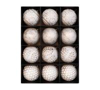 Winter Holiday Tree Ornaments - 12 Decorative Balls in White Gold, Multi-Purpose Festive Display, Elegant Christmas Decor | Railing, Window, Wedding, Store, Party Centerpiece, Seasonal Table