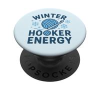 Winter Hooker Energy Cozy Crochet Vibes Funny Maker Citas PopSockets PopGrip Adhesivo