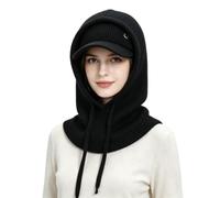 Winter Knit Balaclava Skull Beanie Hooded Scarf Set for Women Warm Ski Hat | Fall WinterTwo-Piece Set Women's Balaclava Ponytail Beanies Visor Hat for Ladies,Windproof Hooded Scarf Soft Warm Skull Cap