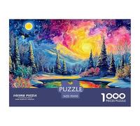 Winter Landscape with Trees 1000 Pcs Ökopapier Puzzle Colorful Landscape Lebendige Bilder Kreatives Spiel Puzzles Als Wohnaccessoires 70x50cm/1000pcs