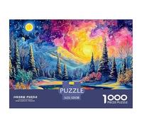 Winter Landscape with Trees 1000 Stück Premium-Karton Puzzle Colorful Landscape Lebendige Bilder Familienspiel Puzzles Als Wohnaccessoires 52x38cm/1000pcs