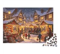 Winter Market Jigsaw Puzzles 1000Piezas Material Reciclable Festive Village Puzzle for Boy & Girl Divertido Present & Actividad para el Hogar Ideal for Child‘s Birthday Regalo 70x50cm/1000pcs