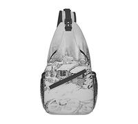 Winter on Snowy Wooden Jetty with Leaves Sling Bag, Mochila de Hombro Paquete de Pecho Causal Crossbody Daypack para Mujeres Hombres Senderismo Viajes