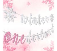 Winter onederland Decoraciones Primer cumpleaños Invierno Copos de Nieve Guirnalda banderola Pancarta para Silla Alta de niños y niñas Primer año