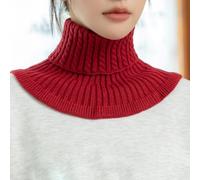Winter Outdoor Warm Knitted Elastic Neck Scarf for Women Solid Color Inner Cover Female Turtleneck Fake Collar Bib Autumn(Burgundy)