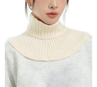Winter Outdoor Warm Knitted Elastic Neck Scarf for Women Solid Color Inner Cover Female Turtleneck Fake Collar Bib Autumn(White)