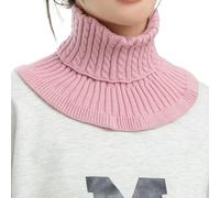 Winter Outdoor Warm Knitted Elastic Neck Scarf for Women Solid Color Inner Cover Female Turtleneck Fake Collar Bib Autumn(Pink)