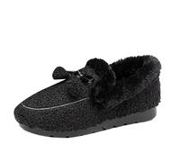 Winter Outside Wear Warm Padded Women's Shoes A Stirrup Cotton Shoes Fashionable Versatile Soybean Shoes Dama Shoes 43 Sandalias, Negro , 37 EU