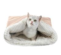 Winter Pet Bed - Plush Cat Sack for Winter Pets Nests with Warming Pad | Velvet Materials with Hiding Function, Pet Sleeping Bag for Indoor Car Christmas Travel Home Rest for Small Dogs Kittens