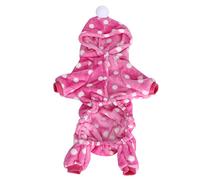 Winter Pet Pajamas for Dogs & Cats | Flannel Jumpsuit with Buckle Design | Warm Dog Clothes/Cat Clothes for Small Animals | Soft & Elastic Fit, Multiple Sizes (Pink White Dots)