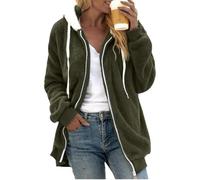 Winter Plush Coats for Women, Fleece Jackets, Warm Sherpa with Pockets (Army Green,3XL)
