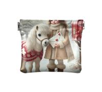 Winter Pony - Cartera pequeña de cuero para mujer, monedero pequeño para dinero en efectivo, Poni de invierno blanco, 4.33x3.74In, Poni de invierno blanco