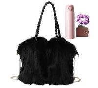 Winter Purse | Plush Large Travel Pouch with Detachable Strap | Fuzzy Tote Bag,for Dating Hiking Work Walking Shopping Everyday Carry Commuting Camping Sports Fitness