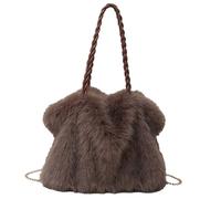 Winter Purse, with Detachable Strap Plush Large Casual Supplies - Furry Tote Bag,for Dating Hiking Outdoor Adventure Travel Work Walking Everyday Carry Commuting Camping Sports, marrón, Consulte la