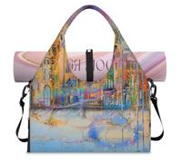 Winter Resort Town - Bolsa de lona deportiva con compartimento para zapatos, para fin de semana de invierno, bolsa de equipaje para gimnasio, yoga, viajes, color, L, Bolsa de viaje