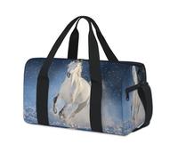 Winter Run Horse - Bolsa de deporte para niños, niñas, mujeres, hombres, caballos blancos, para fin de semana, bolsa de viaje para llevar al gimnasio