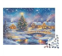 Winter Scene Puzzles 1000 Pieza Material Reciclable Christmas Pueblo Adulto Mayor Puzzles Difícil y Desafiante Juego Educativo para Hombres 70x50cm/1000pcs