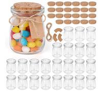 Winter Shore Botes Cristal Pequeños de 100 ml con Tapa de Corcho [Pack de 24] - Botellas Cristal Pequeñas Aptas para Alimentos con Cordel y Etiquetas para Dulces, Yogur, Miel - Para Invitados Boda