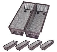 Winter Shore Cesta Metalica Rejilla [Pack de 6] - Cestos Extraibles Cocina con Laterales de Unión y Bases de Goma Antideslizantes - Cesta Metal de Alambre Expandible para Organización Cocina